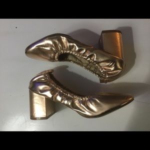 ASOS gathered block heel rose gold